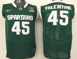 Michigan State Spartans #45 Denzel Valentine Green Authentic Basketball Stitched NCAA Jersey