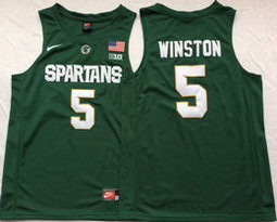 Michigan State Spartans #5 Cassius Winston Green College Basketball stitched Jersey