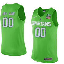 Michigan State Spartans Customized College Apple Green Authentic Basketball Jersey