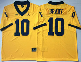 Michigan Wolverines #10 Tom Brady Gold Vapor Untouchable Authentic Stitched NCAA Jersey