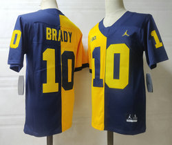 Michigan Wolverines #10 Tom Brady Gold and Blue Vapor Untouchable Authentic Stitched NCAA Jersey