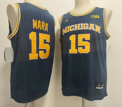 Michigan Wolverines #15 Aday Mara Navy College Basketball Jersey