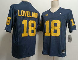 Michigan Wolverines #18 Colston Loveland Navy Diamond Style NCAA Jersey