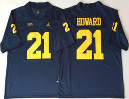 Michigan Wolverines #21 Desmond Howard Blue Vapor Untouchable Authentic Stitched NCAA Jersey