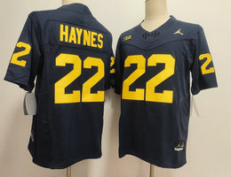 Michigan Wolverines #22 Justice Haynes 2025 Navy College Football Game Jersey