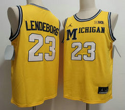 Michigan Wolverines #23 Yaxel Lendeborg Gold White Number College Basketball Jersey