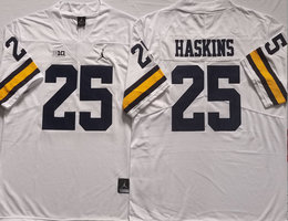 Michigan Wolverines #25 Hassan Haskins White Vapor Untouchable Authentic Stitched NCAA Jersey