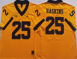 Michigan Wolverines #25 Hassan Haskins Yellow Vapor Untouchable Authentic Stitched NCAA Jersey