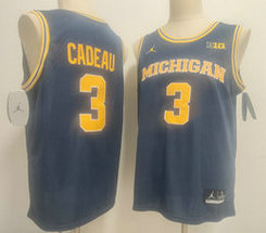 Michigan Wolverines #3 Elliot Cadea Navy College Basketball Jersey
