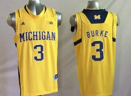 Michigan Wolverines #3 Trey Burke Gold College Basketball stitched Jersey
