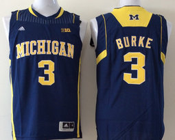 Michigan Wolverines #3 Trey Burke Navy Blue College Basketball stitched Jersey