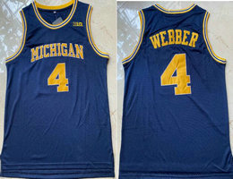 Michigan Wolverines #4 Chris Webber Blue College Basketball stitched Jersey