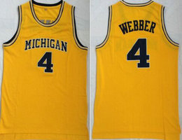 Michigan Wolverines #4 Chris Webber Gold College Basketball stitched Jersey
