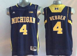 Michigan Wolverines #4 Chris Webber Navy Blue College Basketball stitched Jersey
