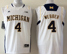Michigan Wolverines #4 Chris Webber White College Basketball stitched Jersey