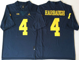 Michigan Wolverines #4 Jim Harbaugh Blue Vapor Untouchable Authentic Stitched NCAA Jersey