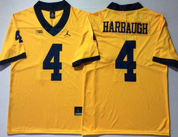 Michigan Wolverines #4 Jim Harbaugh Gold Vapor Untouchable Authentic Stitched NCAA Jersey