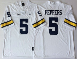 Michigan Wolverines #5 Jabrill Peppers White Limited Vapor Untouchable Authentic Stitched NCAA Jersey