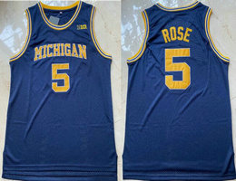 Michigan Wolverines #5 Jalen Rose Blue College Basketball stitched Jersey