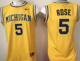 Michigan Wolverines #5 Jalen Rose Gold College Basketball stitched Jersey