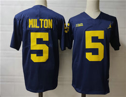Michigan Wolverines #5 Joe Milton Navy Blue Authentic Stitched NCAA Jersey