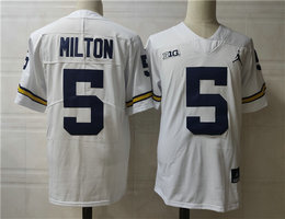 Michigan Wolverines #5 Joe Milton White Authentic Stitched NCAA Jersey