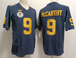 Michigan Wolverines #9 J.J. McCarthy Navy Blue Rose Bowl Patch Authentic Stitched NCAA Jersey