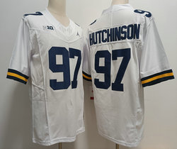 Michigan Wolverines #97 Aidan Hutchinson White 2023 F.U.S.E Authentic stitched Football jersey