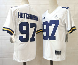 Michigan Wolverines #97 Aidan Hutchinson White Vapor Untouchable Authentic Stitched NCAA Jersey