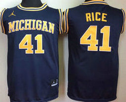Michigan Wolverines Blue #41 Glen Rice Blue College Basketball stitched Jersey