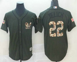 Milwaukee Brewers #22 Christian Yelich Gren Salute To Service Authentic Stitched MLB Jersey