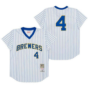 Milwaukee Brewers #4 Paul Molitor White Throwback Authentic Stitched MLB jersey