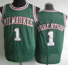 Milwaukee Bucks #1 Oscar Robertson Green Throwback Authentic Stitched NBA jersey