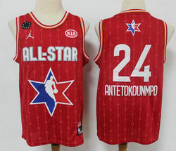 Milwaukee Bucks #24 Giannis Antetokounmpo Red 2020 All star Authentic Stitched NBA Jersey