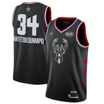 Milwaukee Bucks #34 Giannis Antetokounmpo Black 2019 All Star Authentic Stitched NBA jersey