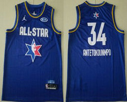 Milwaukee Bucks #34 Giannis Antetokounmpo Blue 2020 All star Authentic Stitched NBA Jersey