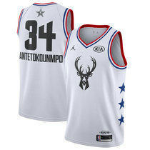Milwaukee Bucks #34 Giannis Antetokounmpo White 2019 All Star Authentic Stitched NBA jersey