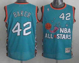 Milwaukee Bucks #42 Vin Baker Blue 1996 All Star Throwback Authentic Stitched NBA jersey