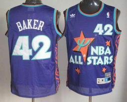 Milwaukee Bucks #42 Vin Baker Purple 1995 All Star Throwback Authentic Stitched NBA jersey