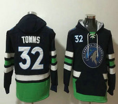 Minnesota Timberwolves #32 Karl Towns Black All Stitched Hooded Sweatshirt