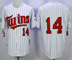 Minnesota Twins #14 Kent Hrbek White(Blue Strip) Mitchell And Ness 1991 Throwback Stitched MLB Jersey