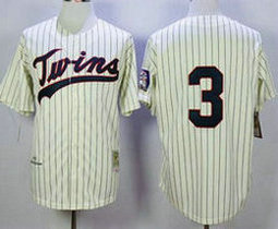 Minnesota Twins #3 Harmon Killebrew Cream Black Strip Mitchell and Ness Throwback Stitched MLB Jersey