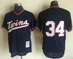 Minnesota Twins #34 Kirby Puckett Blue Throwback Stitched MLB Jersey