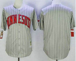Minnesota Twins Blank Grey Strip Throwback Authentic Stitched MLB Jersey