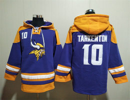 Minnesota Vikings #10 Fran Tarkenton Purple All Stitched Hooded Sweatshirt