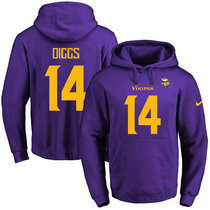 Minnesota Vikings #14 Stefon Diggs Purple (Gold No.) Name & Number Pullover NFL Hoodie