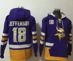 Minnesota Vikings #18 Justin Jefferson Purple All Stitched Hooded Sweatshirt