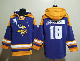 Minnesota Vikings #18 Justin Jefferson Purple All Stitched Hooded Sweatshirt