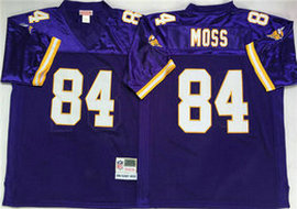 Minnesota Vikings #84 Randy Moss Purple Stitched Michelle and Ness Football Throwback Jersey