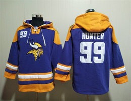 Minnesota Vikings #99 Danielle Hunter Purple All Stitched Hooded Sweatshirt